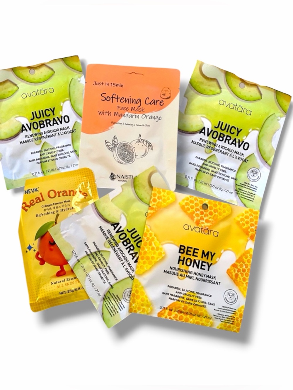 6 Masks Avatara Bee My Honey & Renewing Naisture Softening & Koneuk Essence Mask